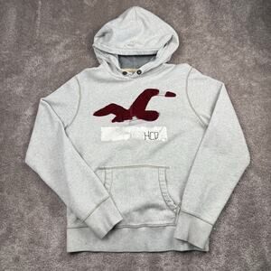 Logo Y2K Hollister Gray Logo Hoodie Size L Vtg 2000s Vibe Pullover Gray